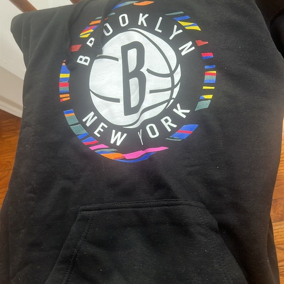 Brooklyn Nets New York NBA Black Hoodie Medium Mens Hoodie Basketball New Era - Picture 11 of 16